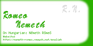 romeo nemeth business card